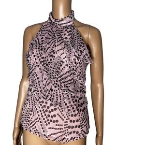 Cynthia rowley women’s pink black spotted sleeveless silk top size S